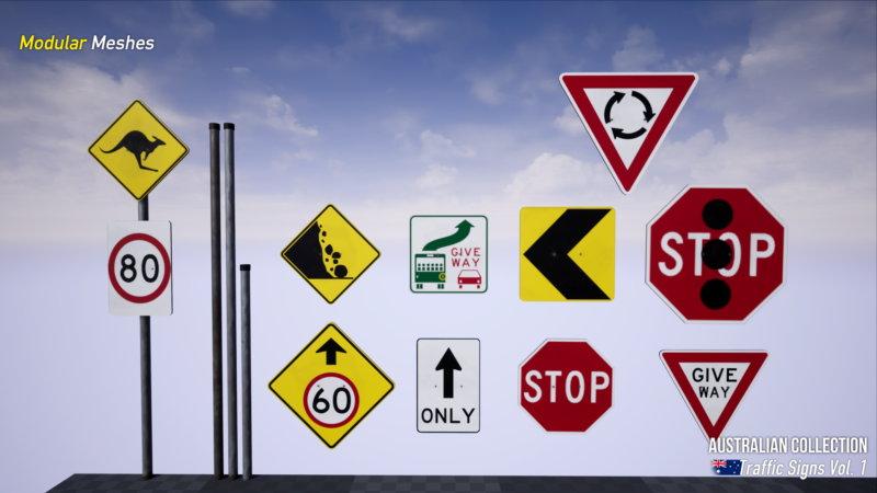 Unreal Engine Asset Pack Australian Collection: Traffic Signs
