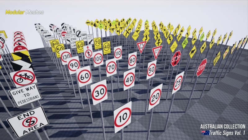 Unreal Engine Asset Pack Australian Collection: Traffic Signs