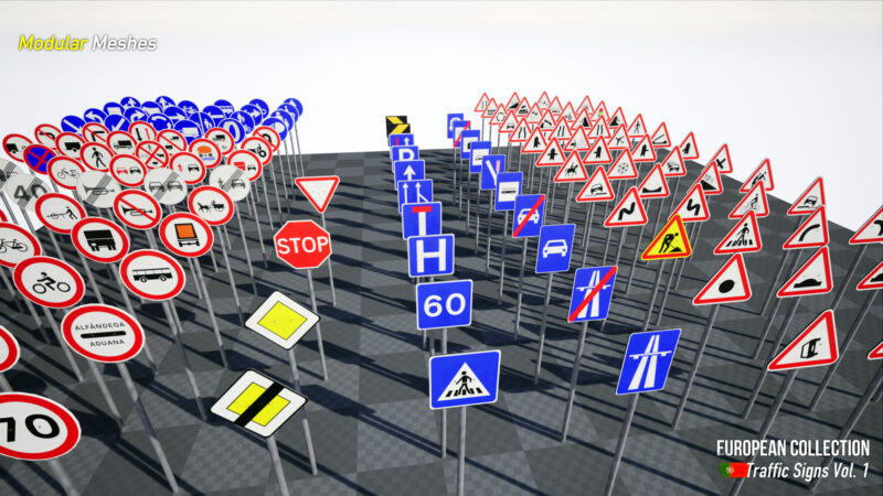 European Collection: Portuguese Traffic Signs - Unreal Engine Asset Pack